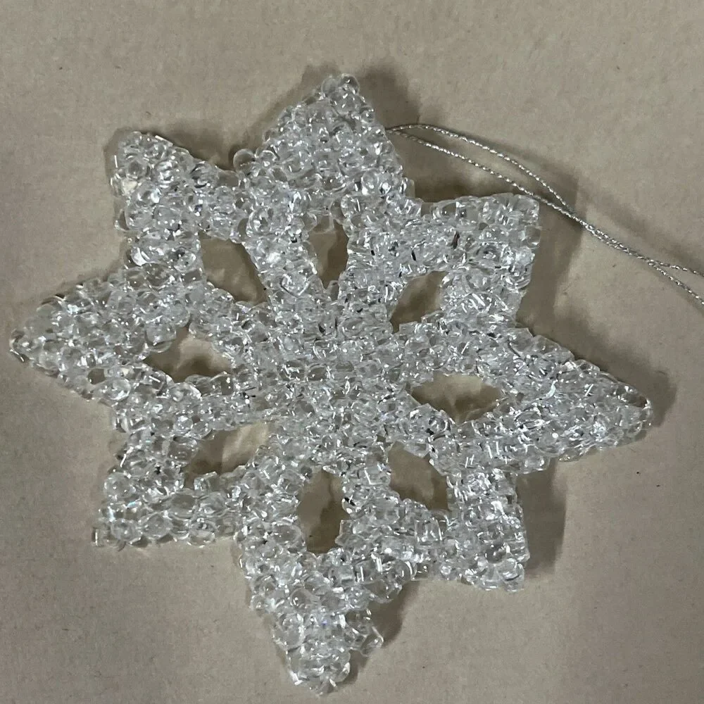 VTG 5pcs‎ Various Christmas Snowflake  Hanging Ornament Acrylic/ Beads Rare